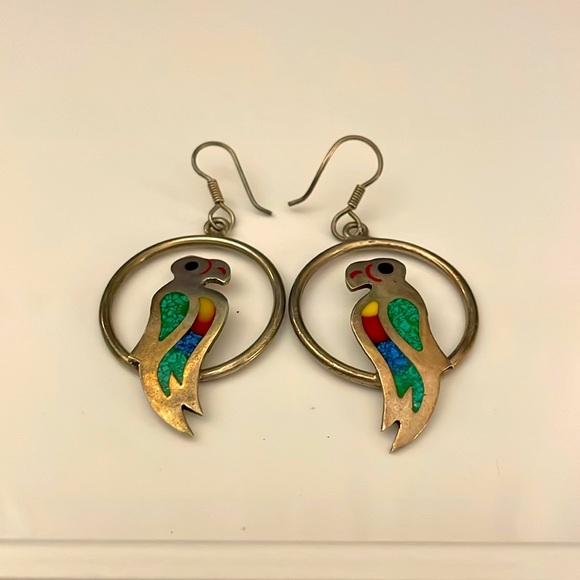 Sterling Silver .925 Parrot Bird Earrings - Picture 5 of 5